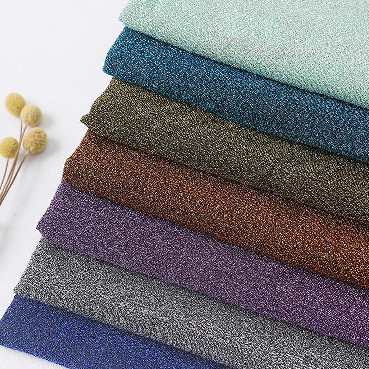 cheap price new style glitter fabric spandex fabric metallic party dress knitted bright stretchy Lurex candy crush fabric