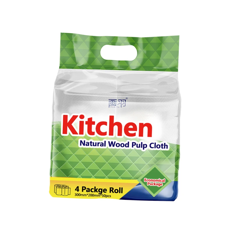 OEM HuaYu ткань из натуральной древесной целлюлозы кухонное бумажное полотенце 50 шт. с 4 рулонами Прямая продажа завода 1 пакет для покупки
