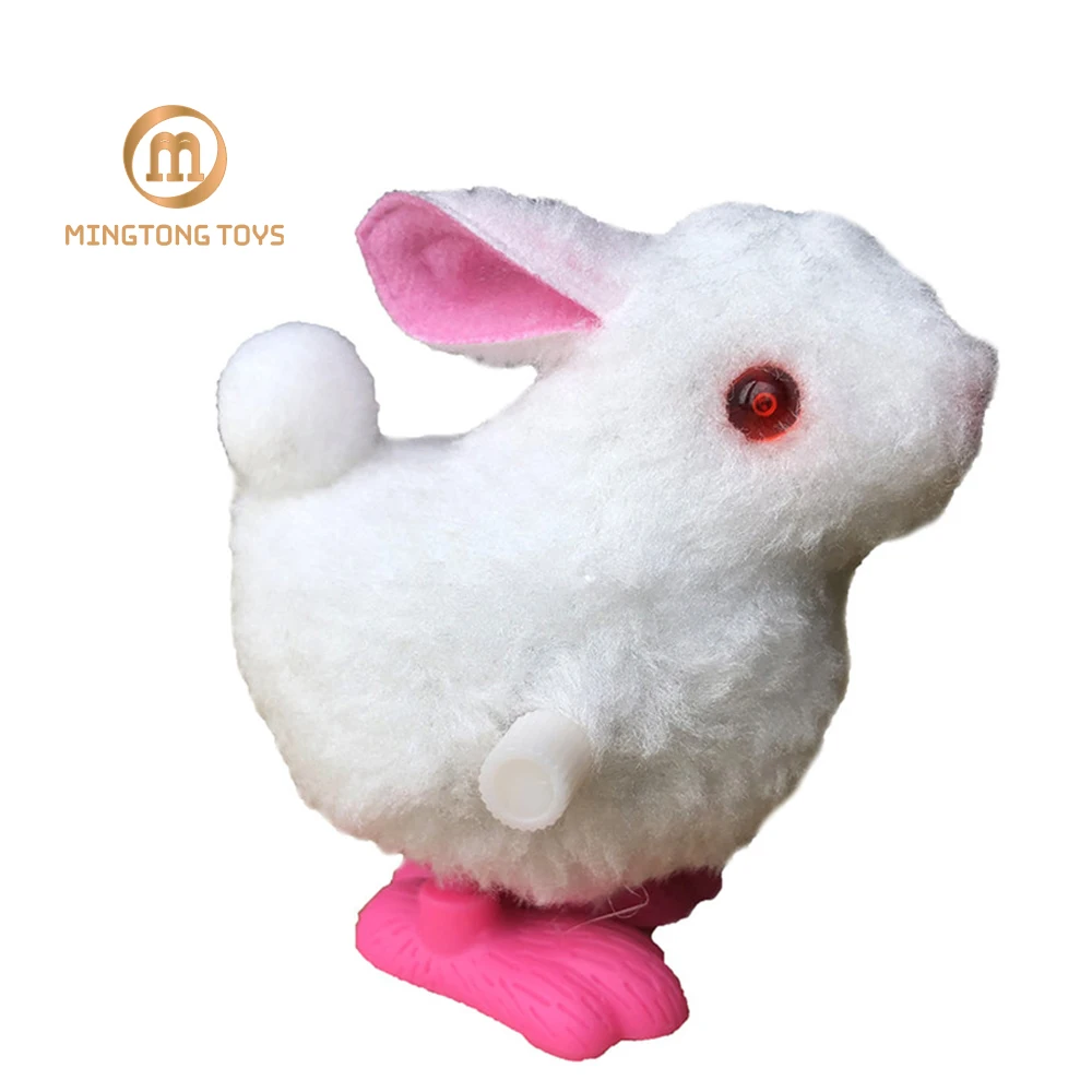 Hot Sale Kids Cheap Cute Plush Jump Wind Up Mechanism Animal Rabbit  Windup Toys