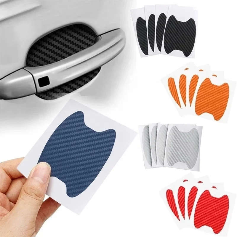 Car Door Handle Protection Stickers Decoration Carbon Fiber Scratches Resistant Cover Auto Handle Protection Film