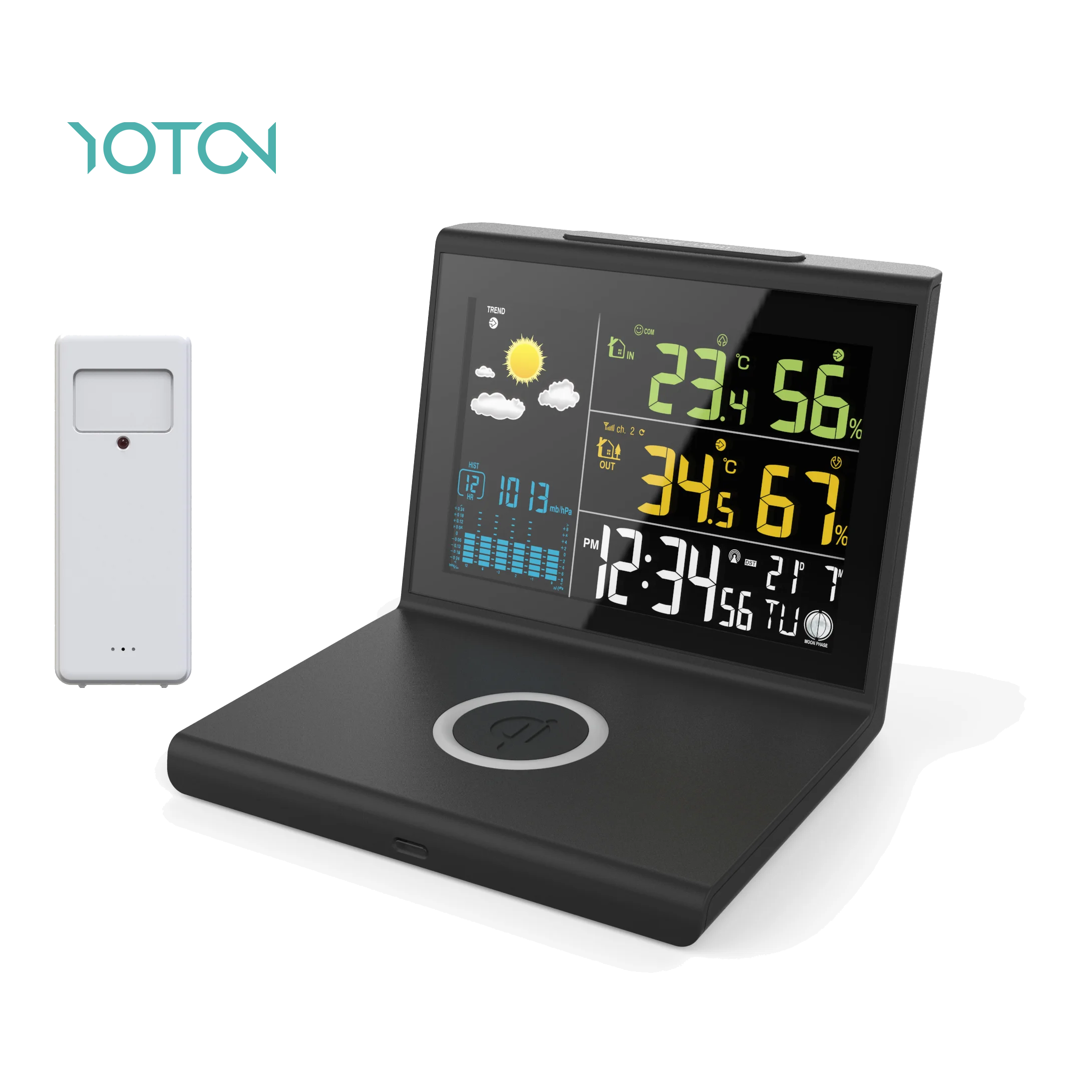 10 Вт Беспроводная зарядка умные настольные часы Многофункциональный светодиодный экран домашнего использования цифровой термометр гигрометр Будильник