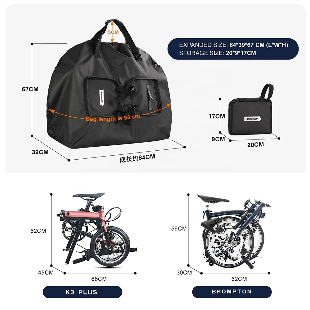 Rhinowalk  14-16 Inch Folding Bike Carry Bag Portable Bicycle Carry Bag Cycling Transport Case Travel Bicycle Accessories