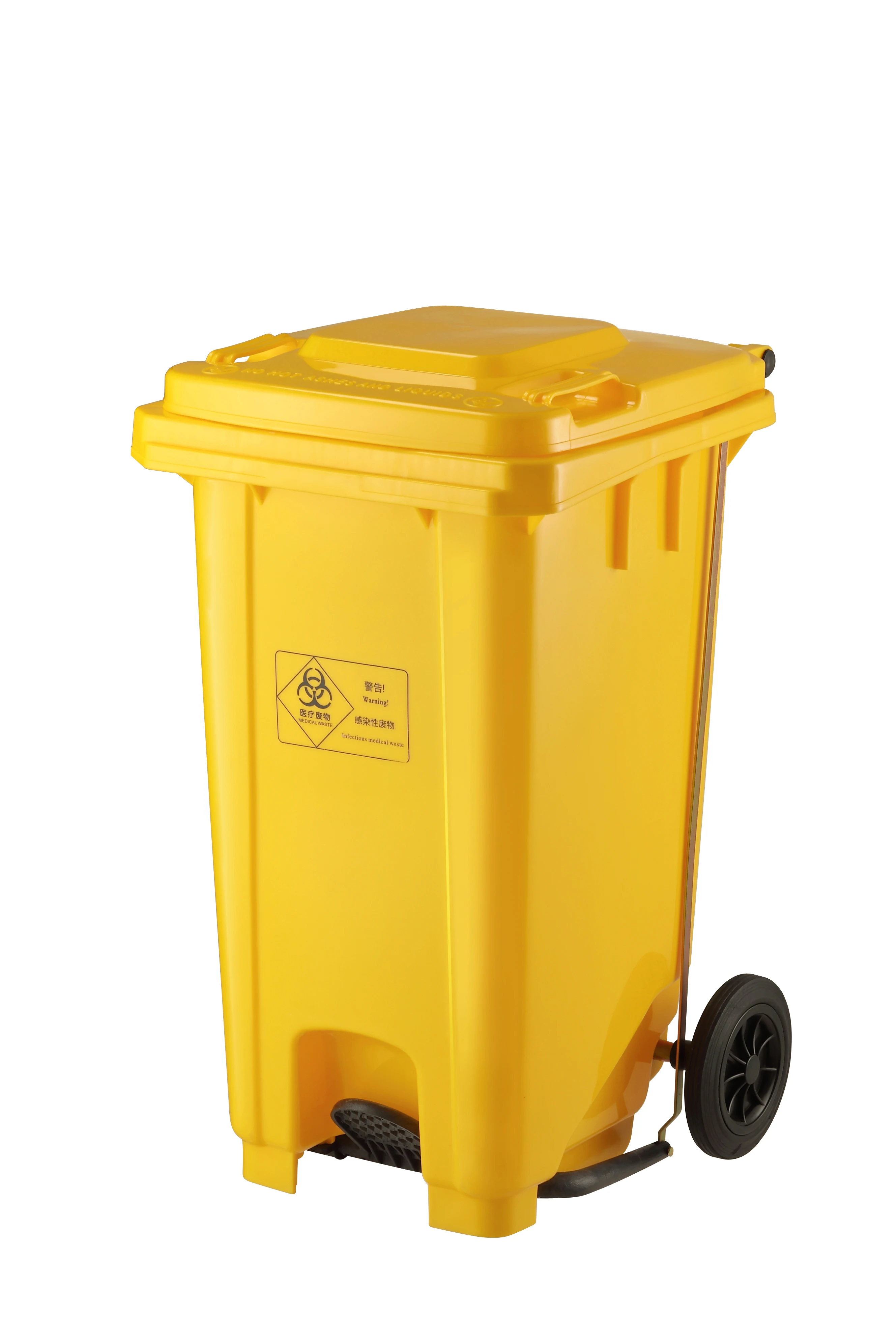 Прочный контейнер для мусора из полиэтилена HDPE 240 среднего размера 100 л желтый