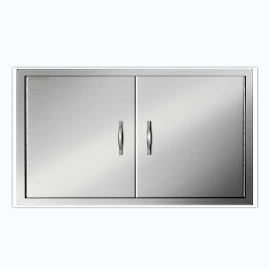 Double Door 36W x 21H Inch Double BBQ Door Stainless Steel Outdoor Kitchen Doors for BBQ Island Grill Station Outside Cabinet