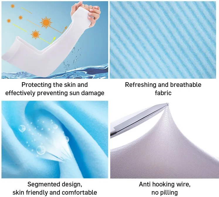 Summer Sunscreen Compression Anti-Bacterial Cooling Ice Silk UV Protective Long Arm Sleeve