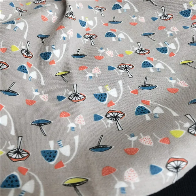 180gsm Organic Printed Cotton Interlock Knitting Oeko Certified Custom Printed Organic Cotton Jersey Knit Print Organic Cotton