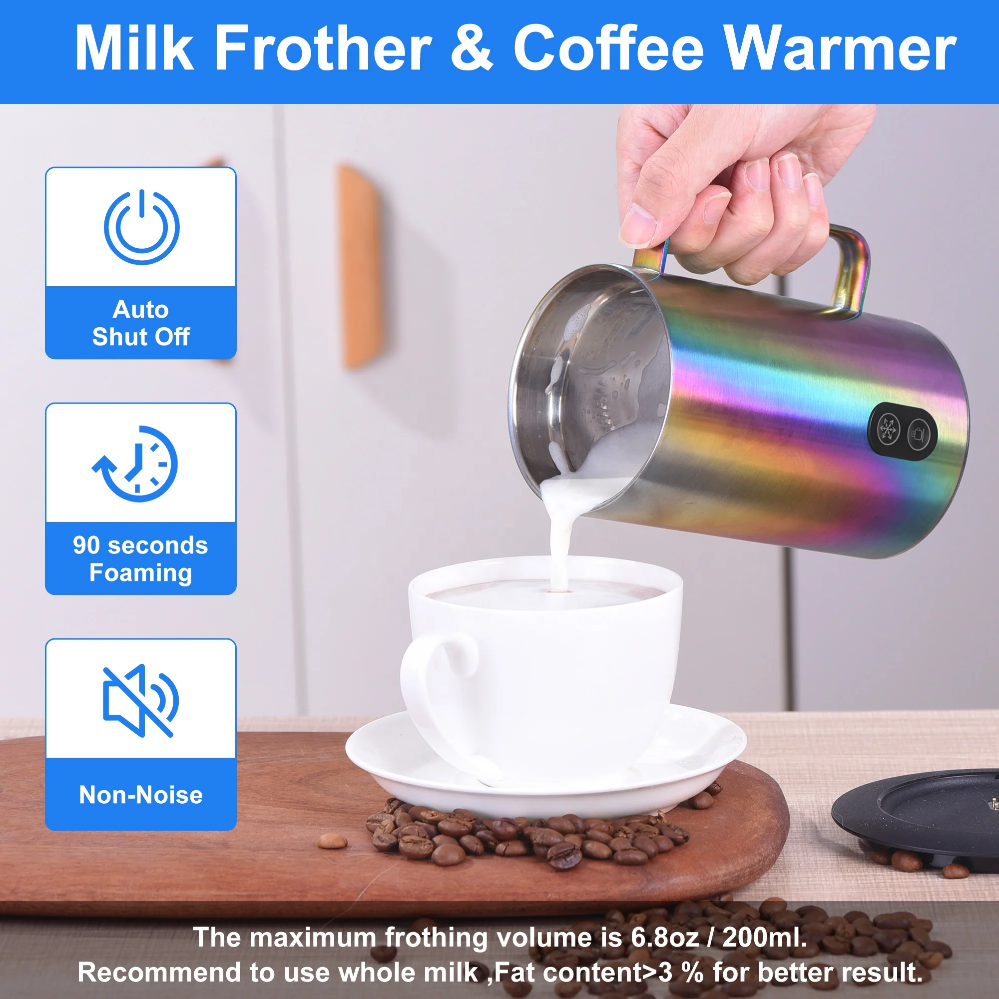 350ML/12OZ NEW DESIGN USB Self Stirring Mug Electric Milk Frother Auto Mixing Coffee Cup Magnetic Heating Mug