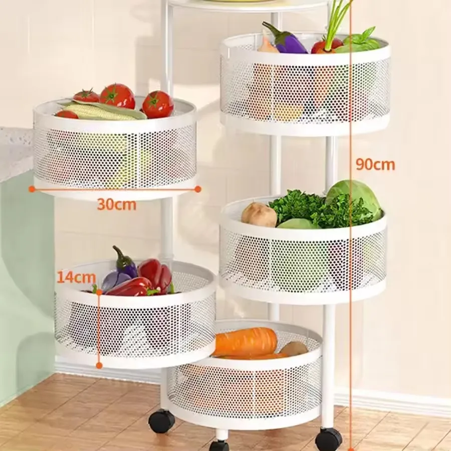 5 Tier Multi Layer Storage Rack Metal Sturdy Fruit Basket Kitchen Accessories Storage Holders & Racks Kitchen Shelf Carton Iron