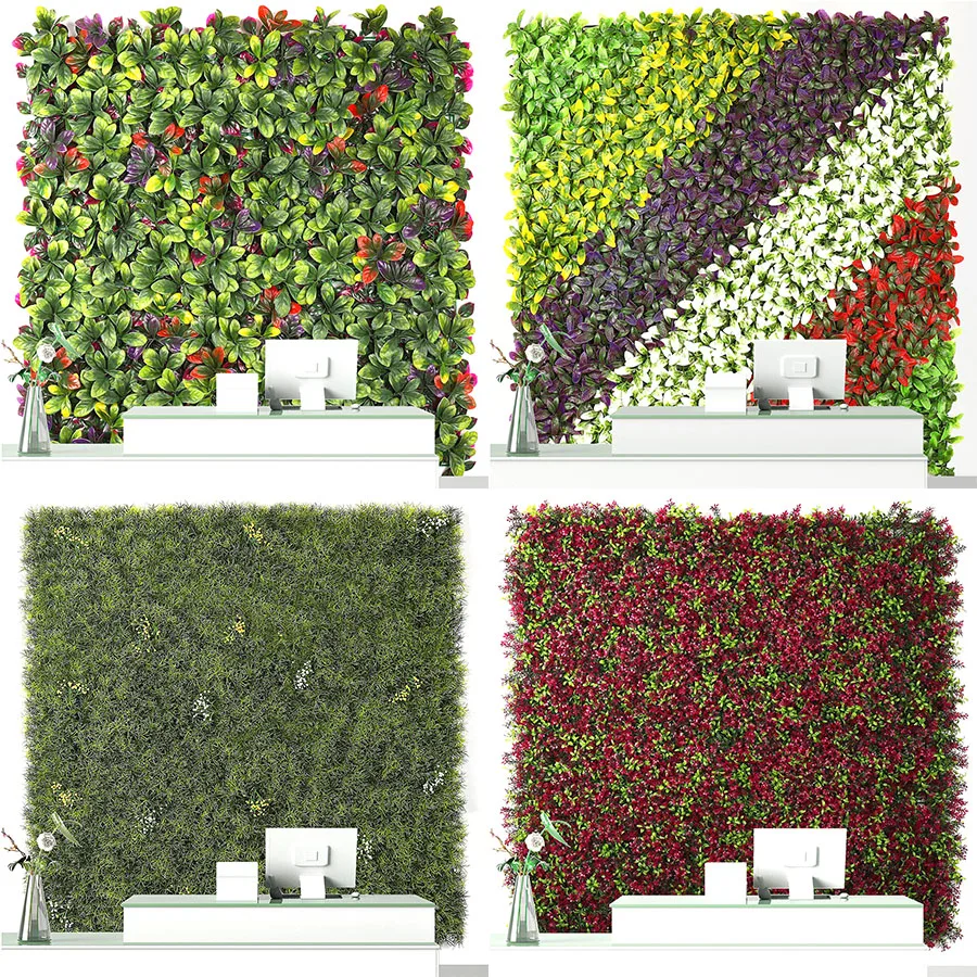 UV Outdoor Fake Grass Hedge Jungle Vertical Plants Wall Artificial Wall Hanging Plant Green Grass Wall for Home Decoration