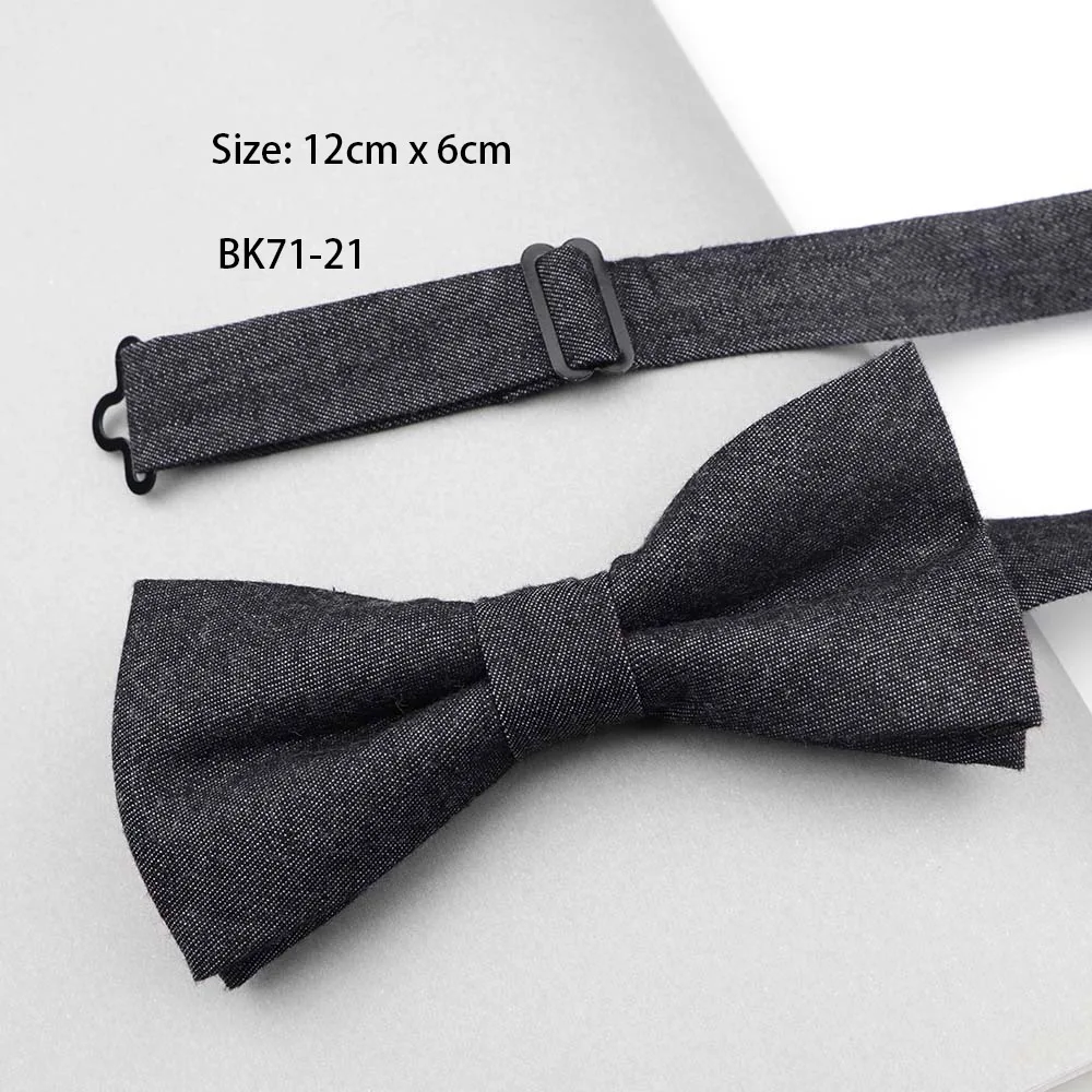 Solid Color Cotton Bow Tie Flexible Denim Bowtie Smooth Necktie Soft Butterfly Decorative Pattern Ties