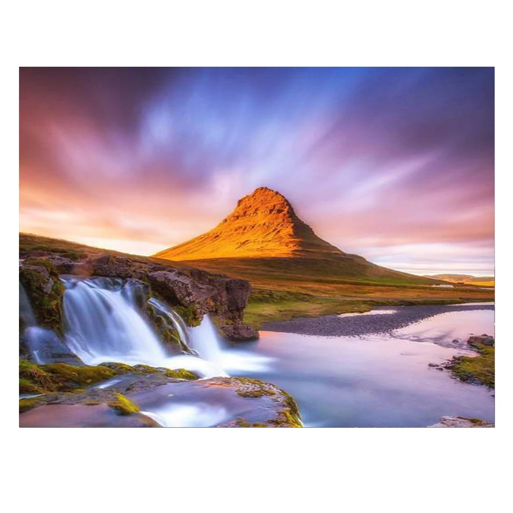 Wholesale Home Decor Modern Set Beautiful Waterfalls And Mountains Abstract Wall Art Full Diamond Painting By Number