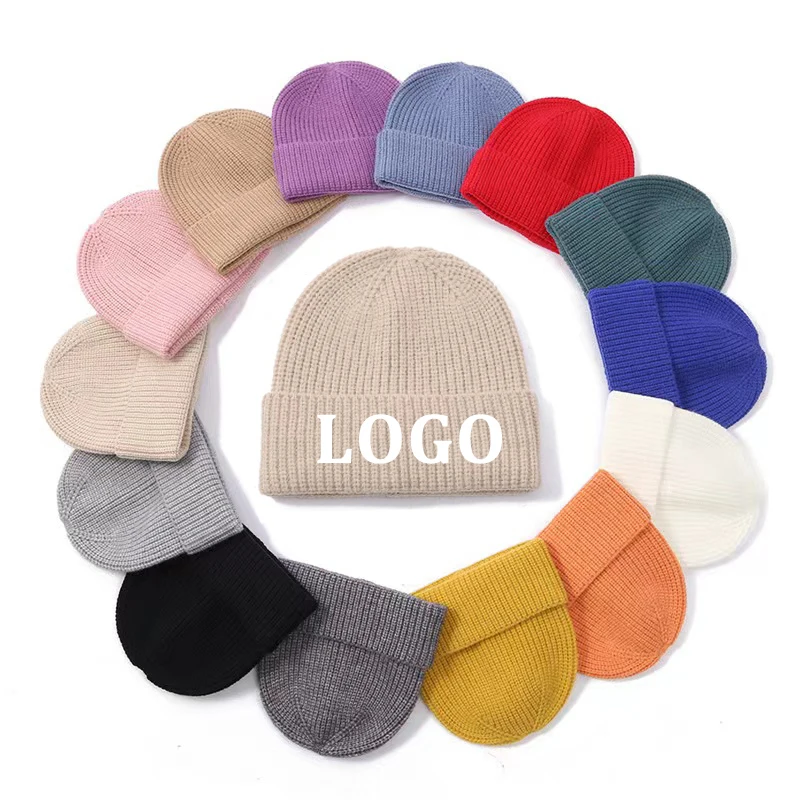 Wholesale winter hats Plain beanie hats custom logo knitted hat custom embroidered beanie