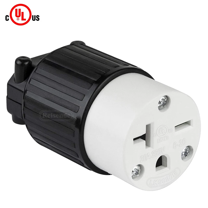 Nema 6-20r Industrial Grade 20a 250v Straight Blade Cord Connector 2p 3w LK5620R Usa Female Plug