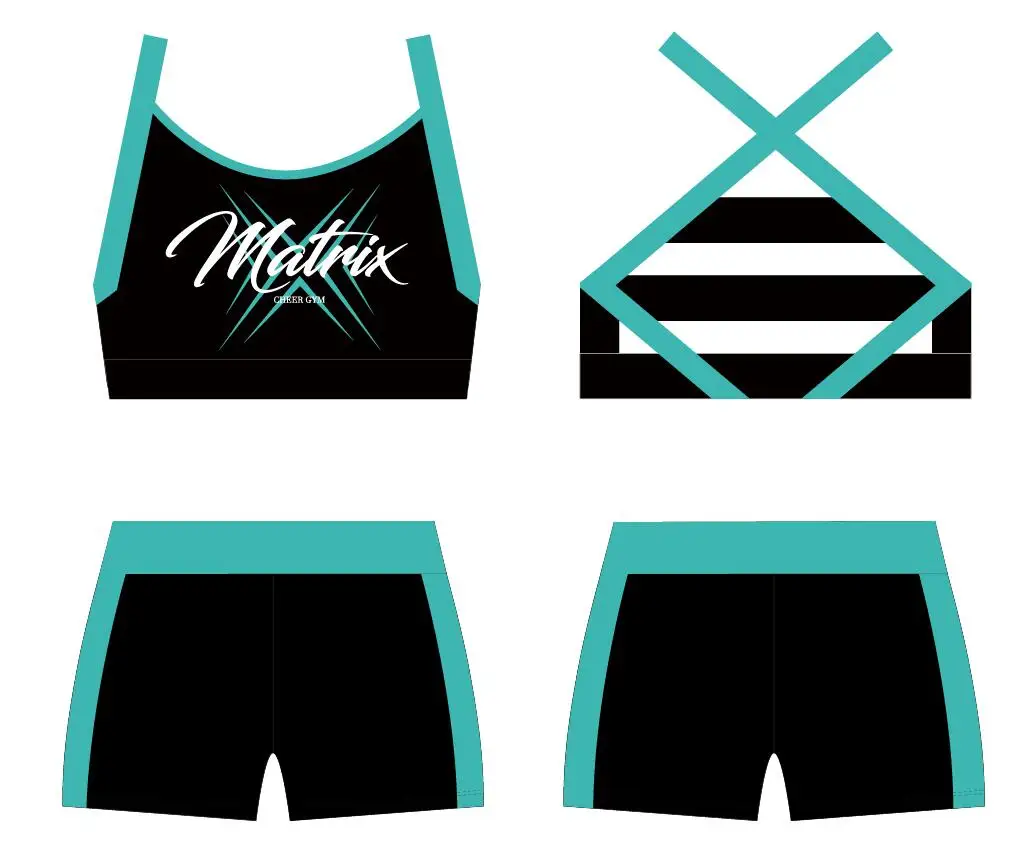 Custom kids cheer dance studio sublimation practice wear sets