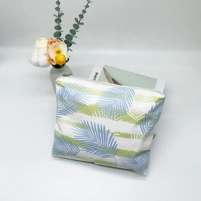 Personalized printed summer waterproof tyvek paper beach bikini pouch makeup cosmetic bag