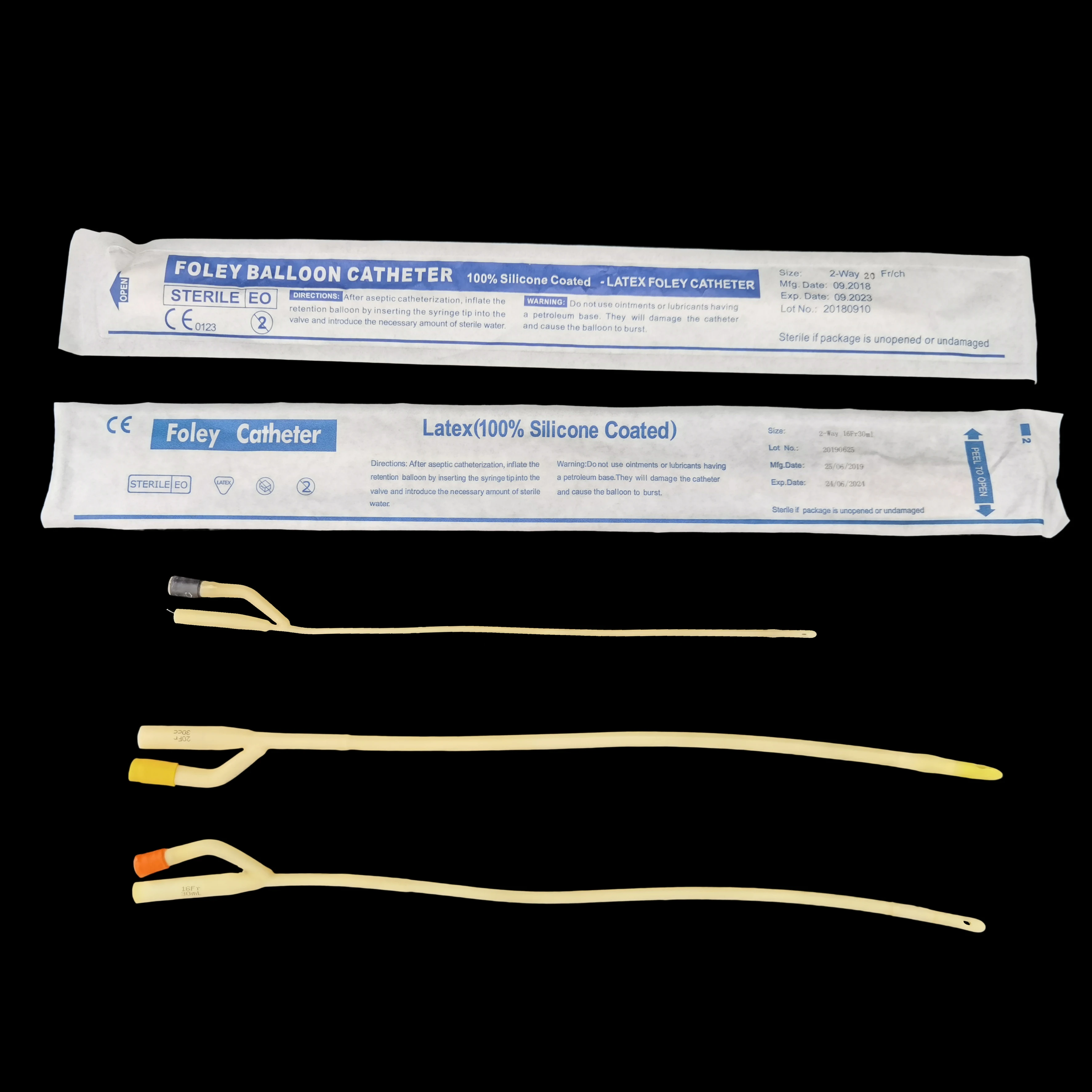 Hot Sales 2Way 3Way 100%Silicone Coated Latex Foley Catheter