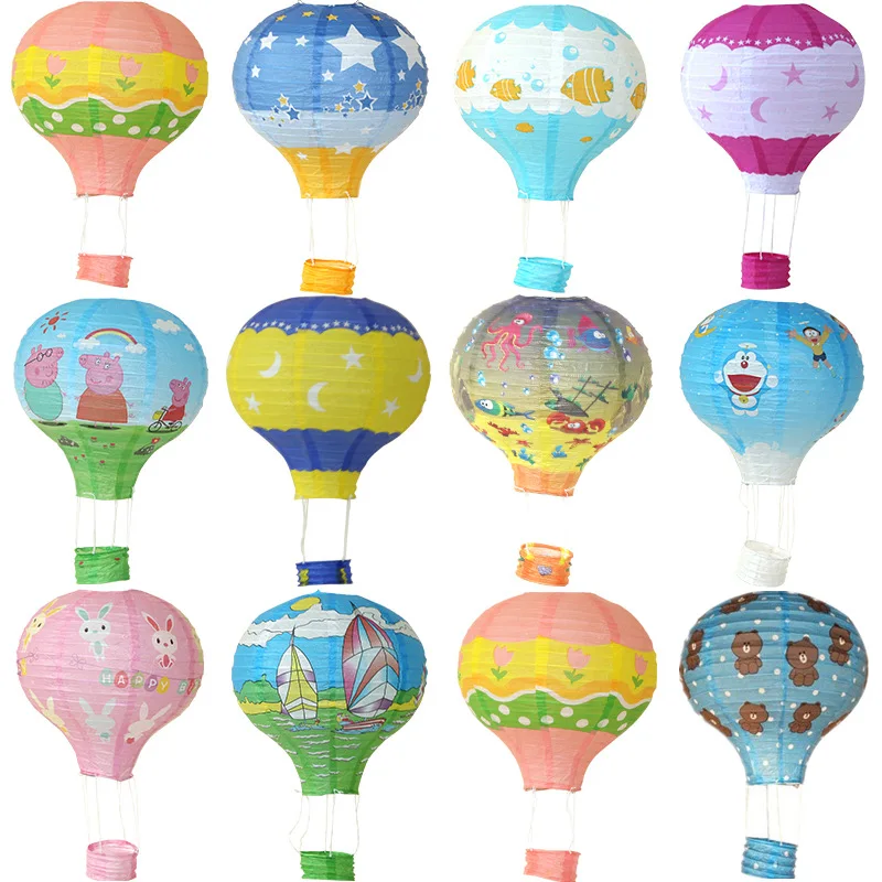 Reusable Hanging Paper Lanterns Rainbow Hot Air Balloon Paper Lantern Chinese Hot Air Balloon Decorations