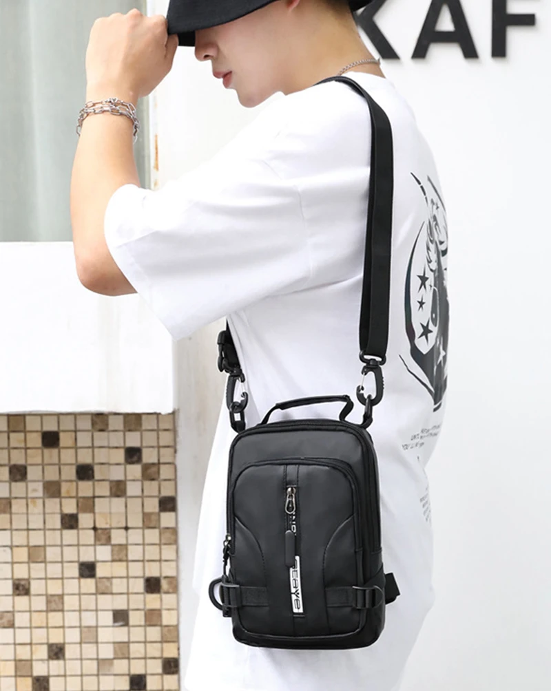 Wholesale Cross Body Shoulder Bag Casual Fashion Travel Small Backpack Men Messenger Chest Bag With USB Charging Port