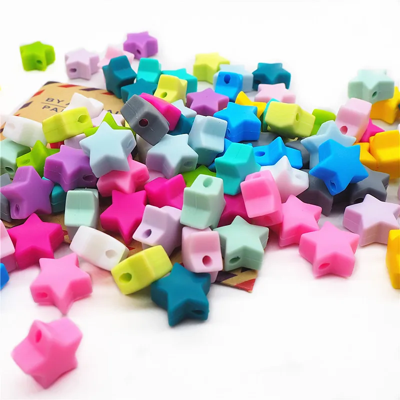 wholesale Custom Bpa Free Food Grade Baby teether Soft star Silicone Bead 15mm