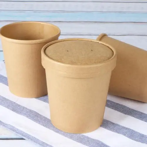 Custom Logo Noodle Packaging cup Feature  Paper Soup Cup with Lid