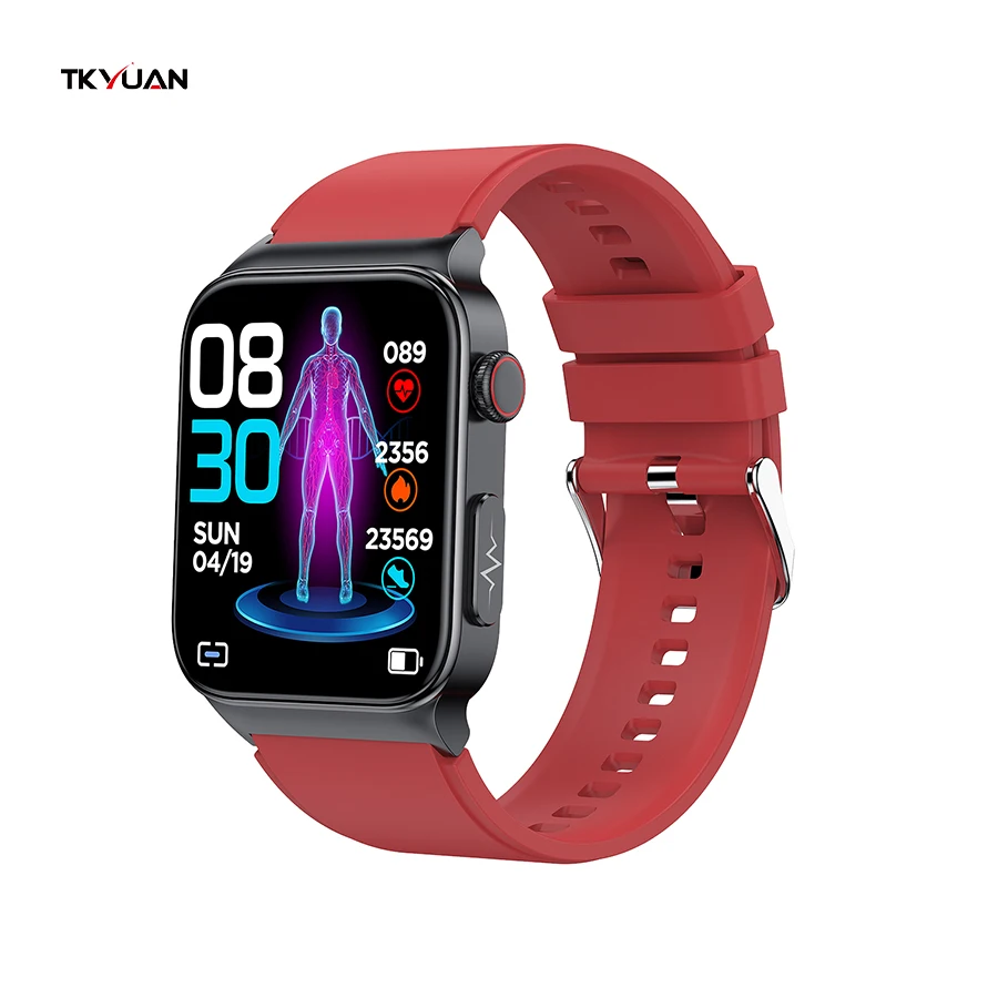 TKYUAN 2022 E500 Sport Smart Watch Electrocardiogram Temperature Blood Oxygen Sleep Monitoring Blood Glucose ECG PPG Smart Watch