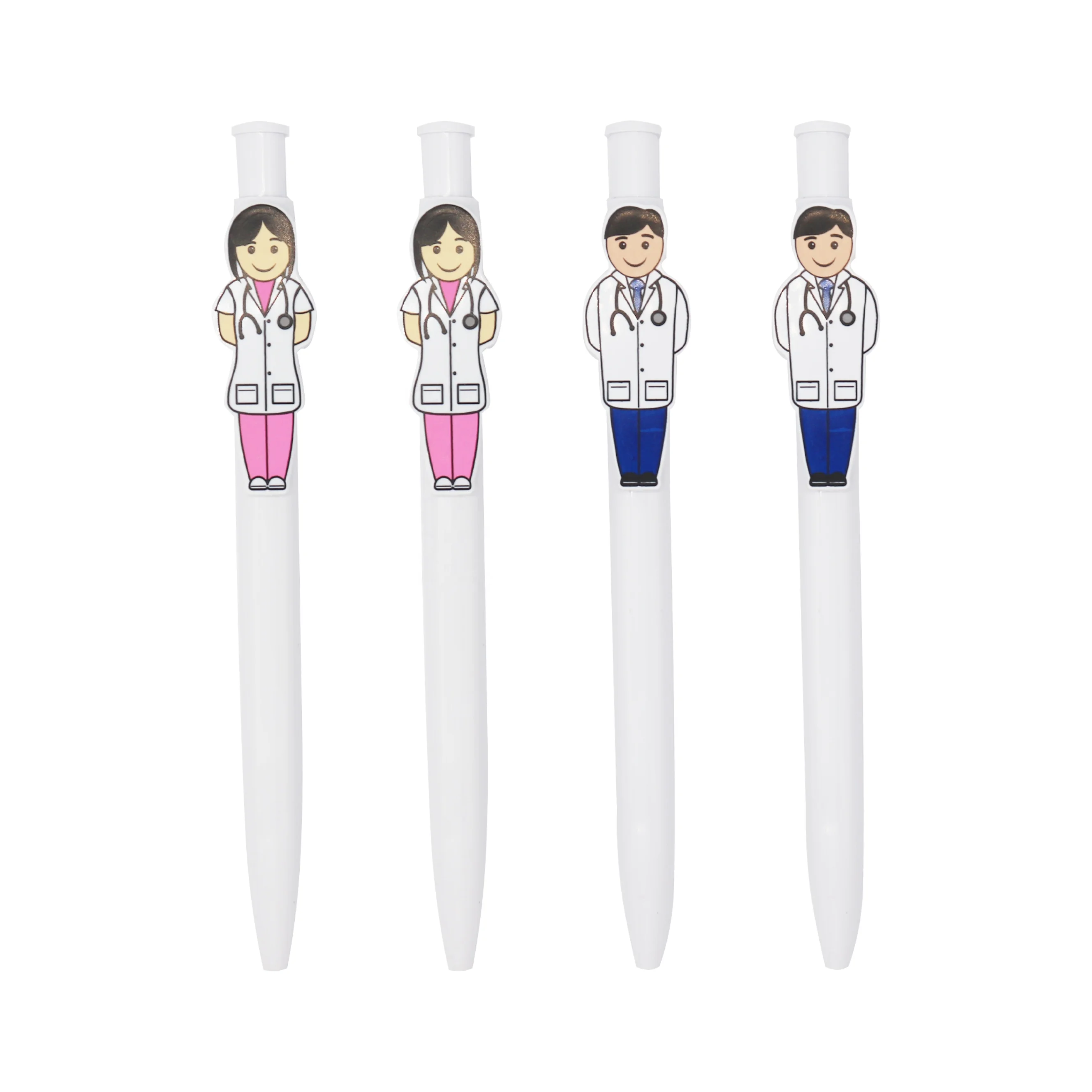 hot wholesale medical promotional doctor nurse gift ball pen with 3D custom design clip-Cartoon Doctor nurse Ball Pens custom