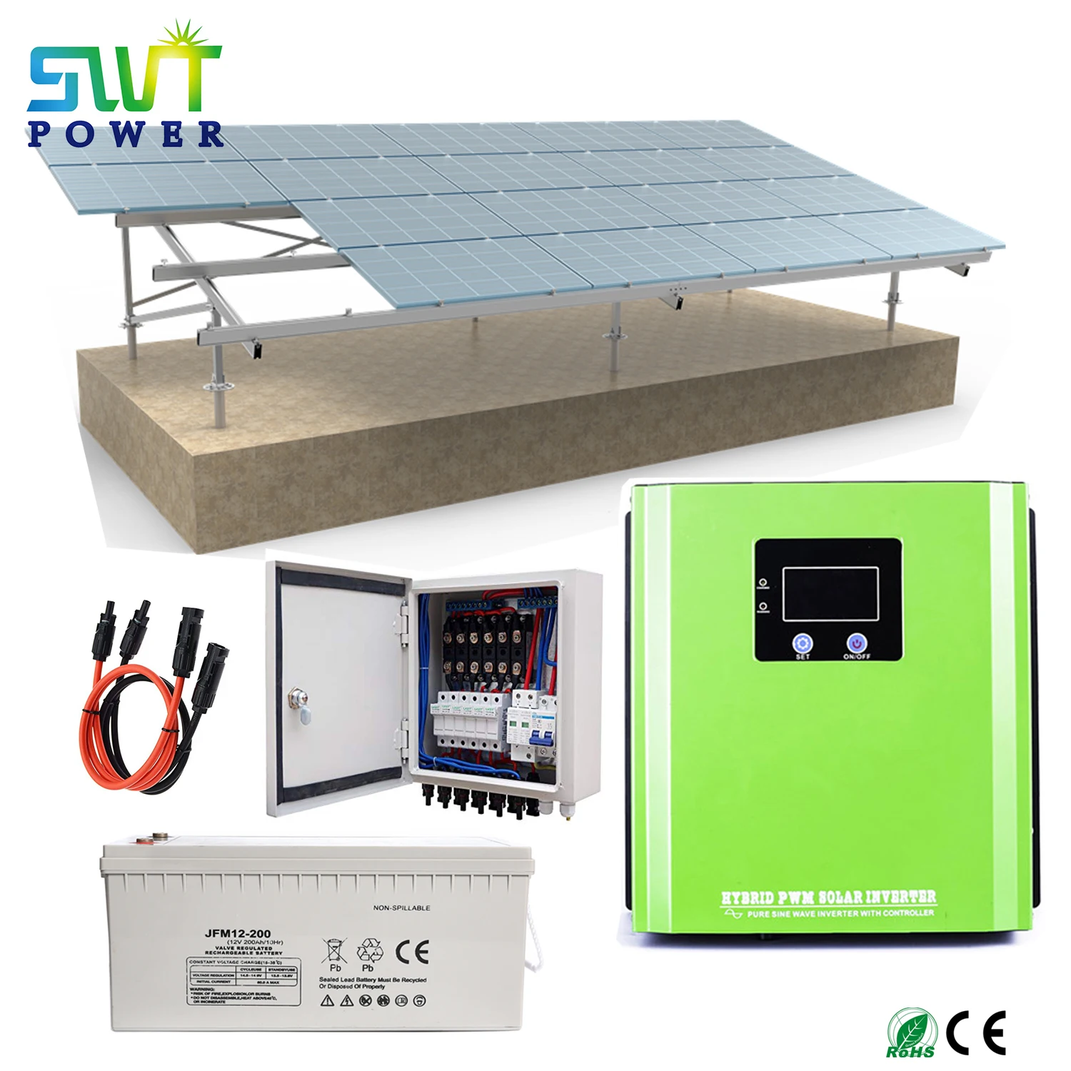 Low Self Consumption Hybrid Solar Inverter with UPS AC Charger Lithium LiFePO4 Battery