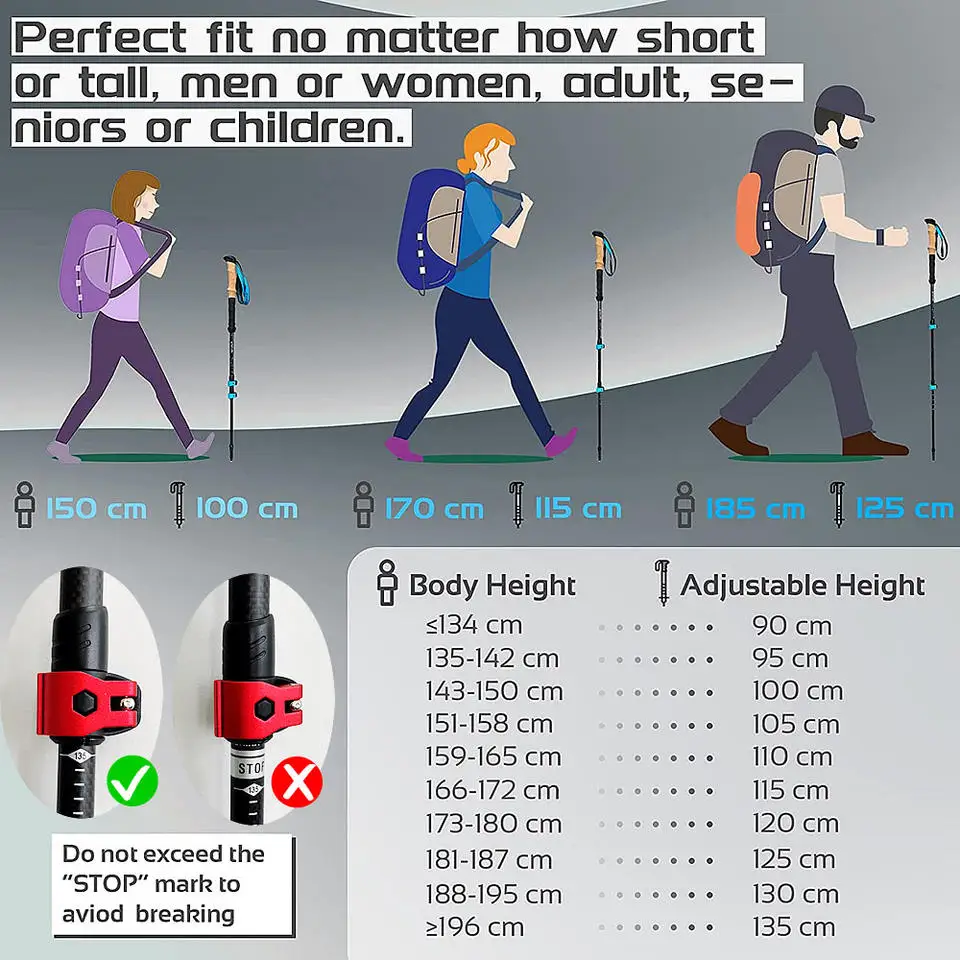 Telescoping 2 pack ultra light foldable pole canopy carbon fiber outdoor adjustable tent canopy trekking pole