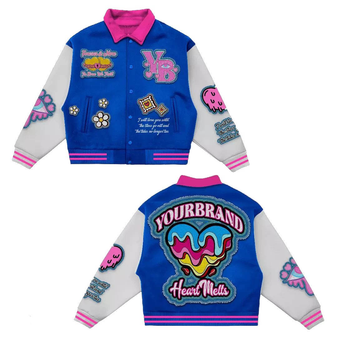 Custom Streetwear Vintage Casual Polar Fleece  Fashion Baseball Letterman Red Varsity Jacket Unisex