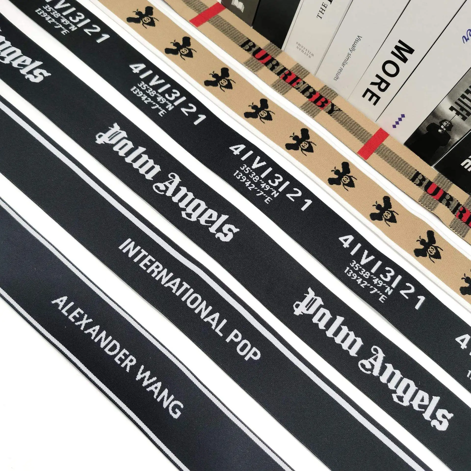 Custom Jacquard Brands Logo Soft Elastic Webbing For Underwear Boxer Waistband Elastic Band