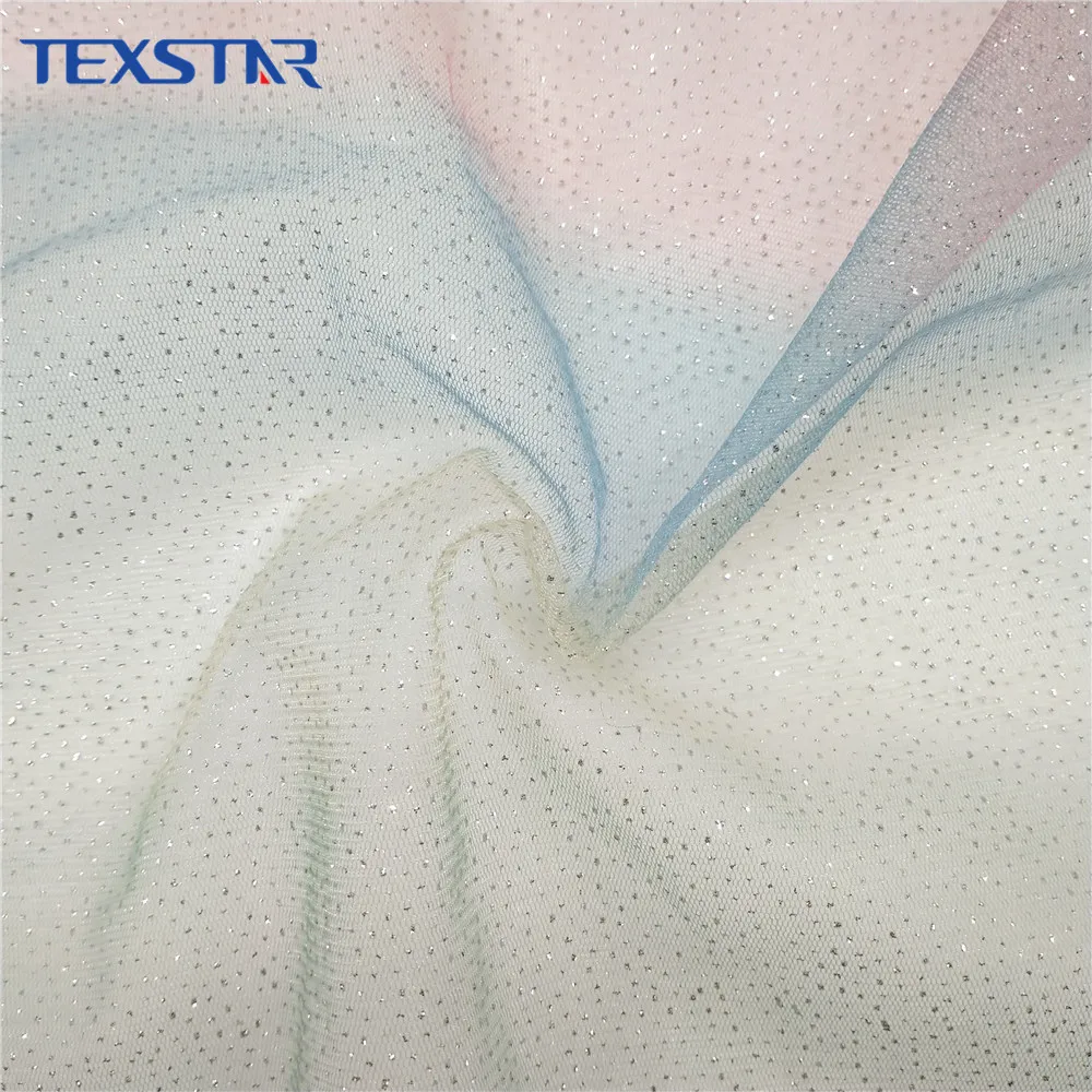 Fancy Rainbow Glitter Sequin Fabric 100% Polyester Shiny Mesh Fabric for Dress and Wedding Plain Printed Knitted Customizable