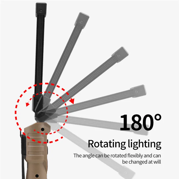 COB LED Flashlight Portable Spotlight USB Rechargeable Work Light 7 Modes Magnetic Work Torch Emergency Inspection Lamp 10 Black