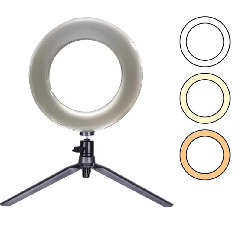 Amazon hot sale 6inch 16cm Led Ring Light With Plastic Desktop tripod For Tiktok Live Streaming