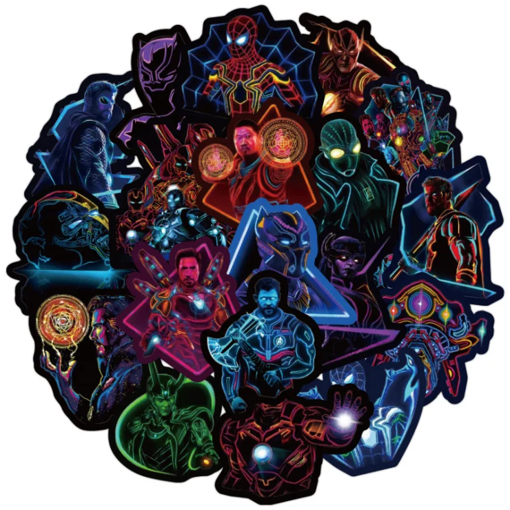 
100PCS Hot Style Stickers For Skateboard Laptops Neon Marvel Superhero Stickers For Boys PVC Waterproof Vinyl Sticker Packs 