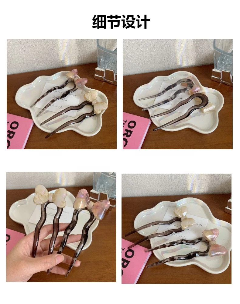 PDANY Wholesale Fashion Women Magic Bending U-Shape Clip Hair Stick Acetate Headwear Hairpin Clips Simple Pin For Women Girls