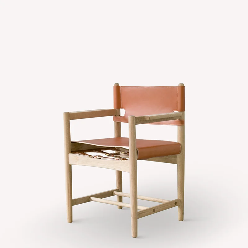 The Danish designer dining chair white oak saddle leather leisure book chair