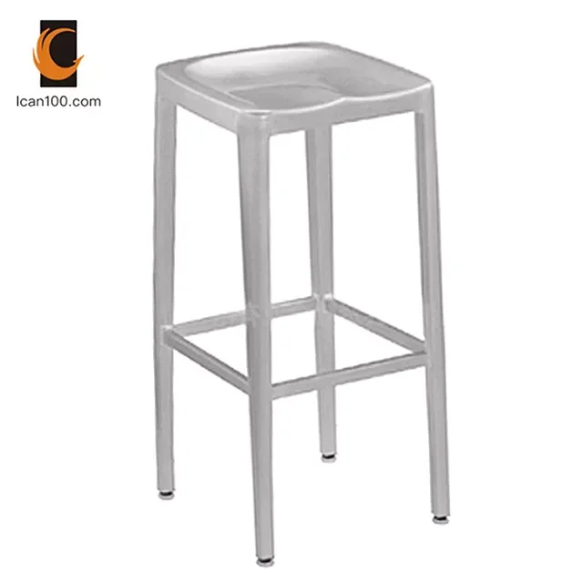 Metal Furniture Bar Stool Kitchen Chairs Silver aluminum Frame Dining Bar High Chair