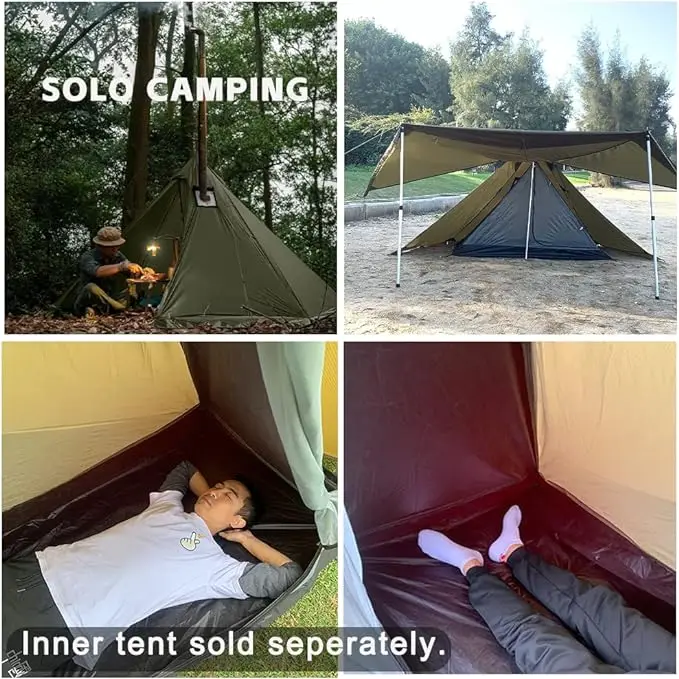 1 Person Winter Teepee Tent 4-Season Backpacking Survival Hunting Fishing Hot Wood Stove Jack for Camping