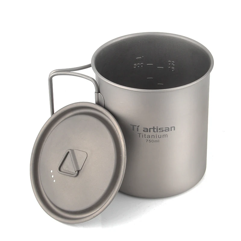 Титановые чашки, походная кружка, уличный титановый горшок 750 мл, продукт для уличного рюкзака, посуда для напитков