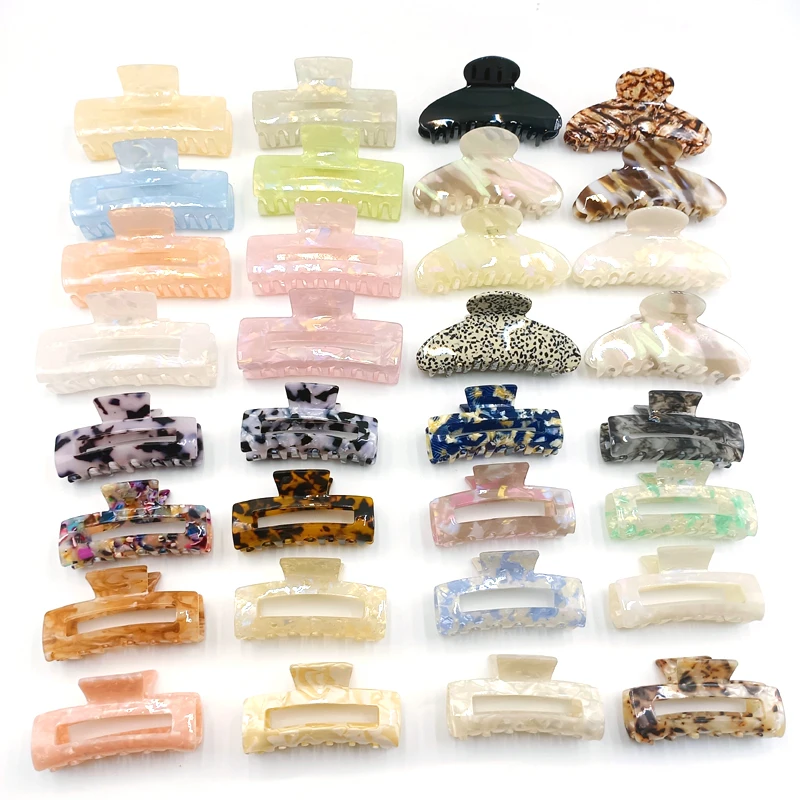 High quality Square 10cm Large Acetate Hair Claw Clip Tortoise Strong Hold Acetic Acid Hair Clips for Thick Hair