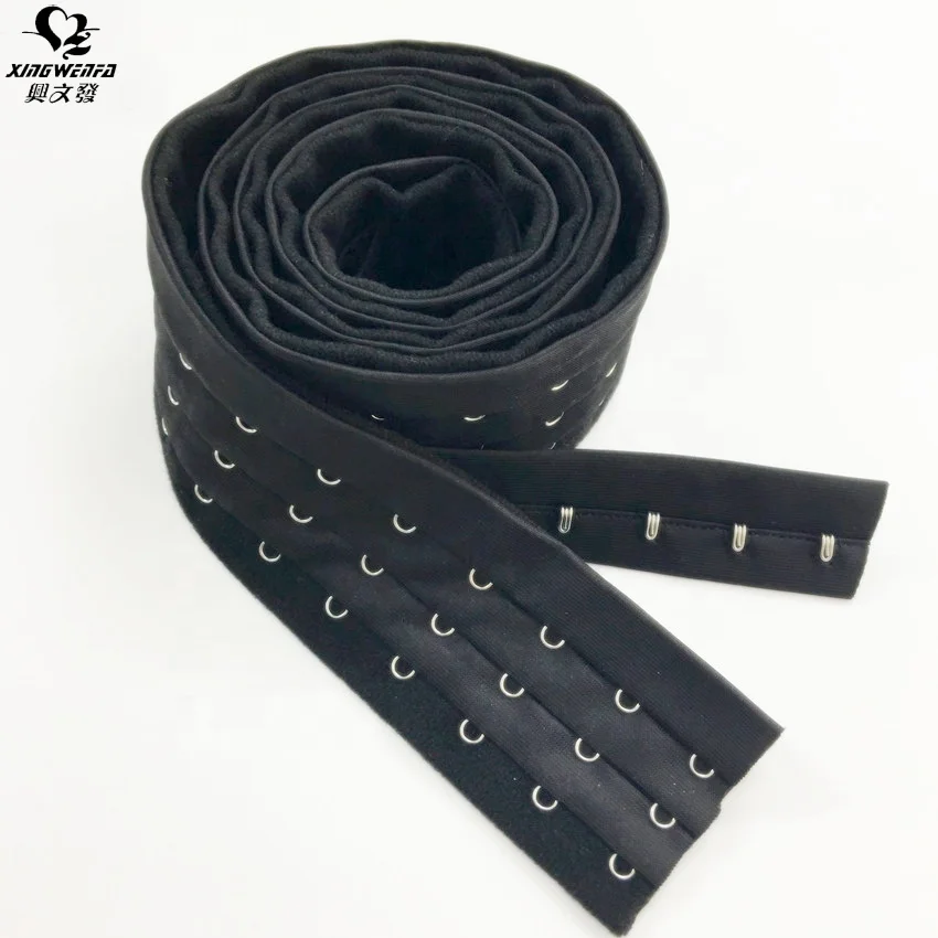 Underwear accessories 3 row velvet back high quality blue soft polyester long roll bra hook and eye tape