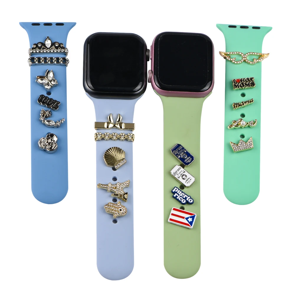 Hot Metal Watch Charm for Silicone Watch Band Accessory Cartoon iWatch Stud Charm for Birthday Gift