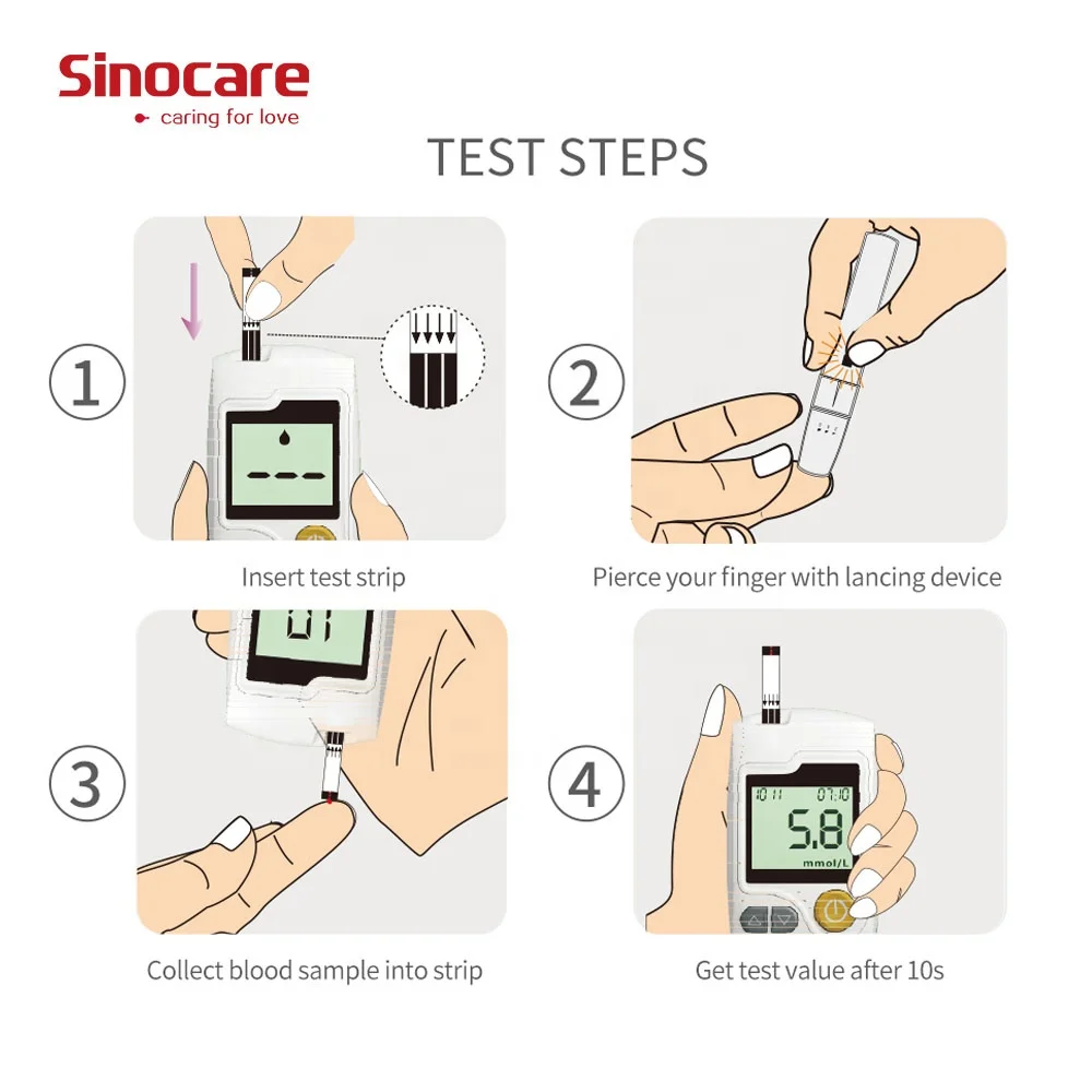 Sinocare GA-3 Digital Blood Testing Equipments with 50 Test Strips Diabetes Glucometer Suger Glucose Tester Monitor