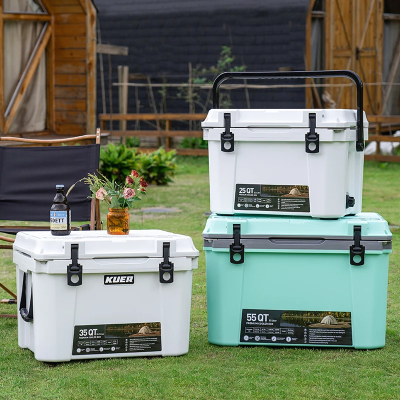 KUER plastic cooler box PP injection cooler box for outdoor fishing drinks 35/55QT
