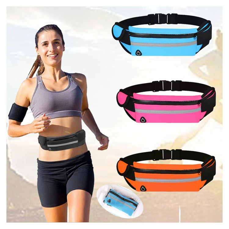 Wholesale Neoprene Elastic Waterproof Fitness Sports Fanny Pack Mobile Phone Running Belt Waist Bag With Bottle Holder