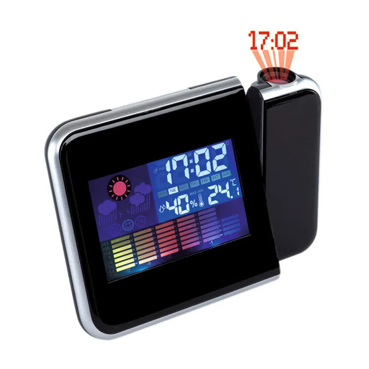 KH-CL002 Digital Electric Display Time Latest Smart Crystal Weather Station Night Light Laser Projection Clock