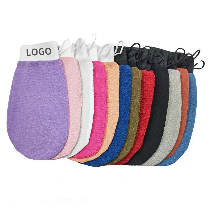 Hot Sale Korean Exfoliating Mitts Body Shower Custom LOGO Purple Gants ExfoliantExfoliating Gloves