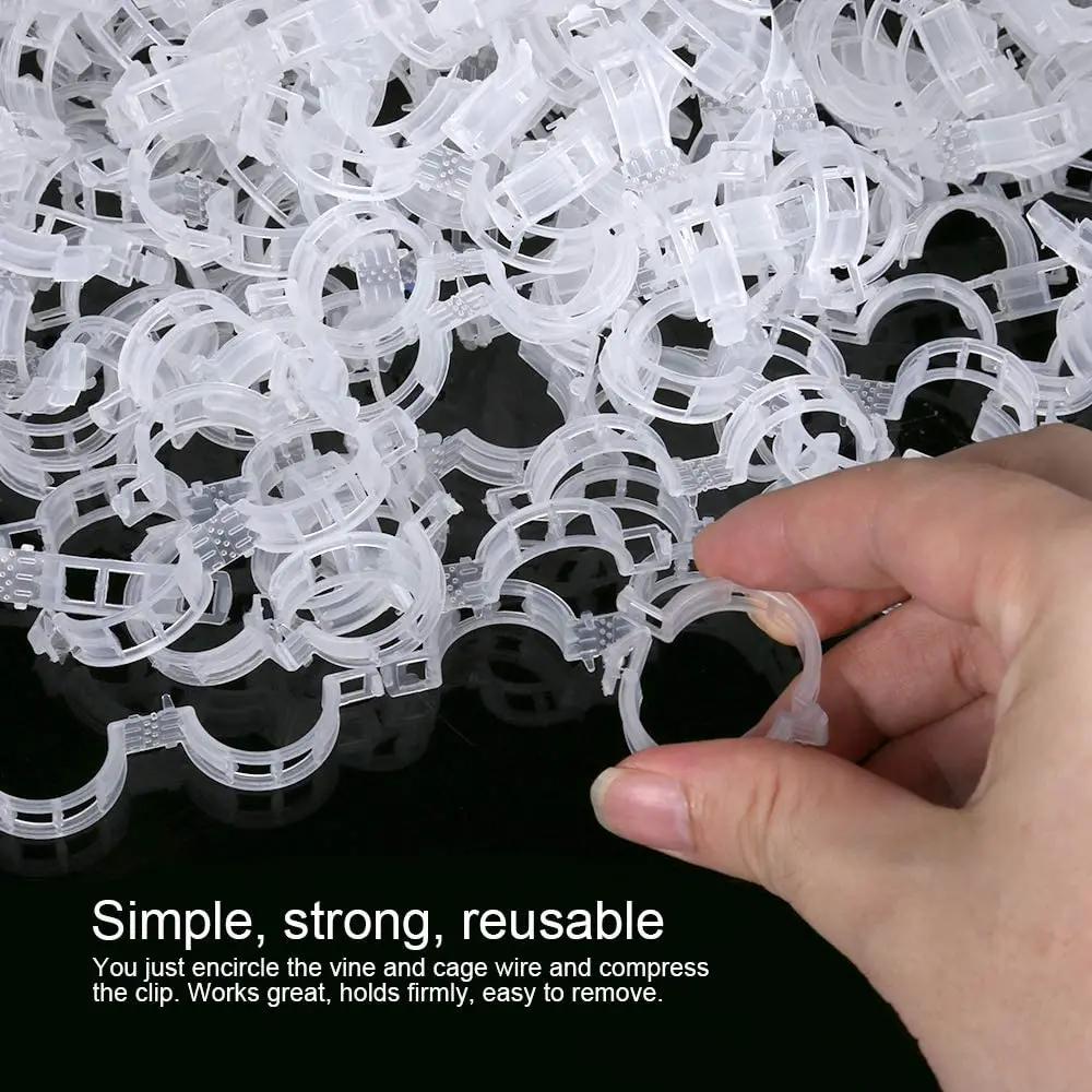 Reusable Transparent Plastic Vegetables Tomato Plant Clip Gardening Tools Accessories Plastic Fixture Plant Clips