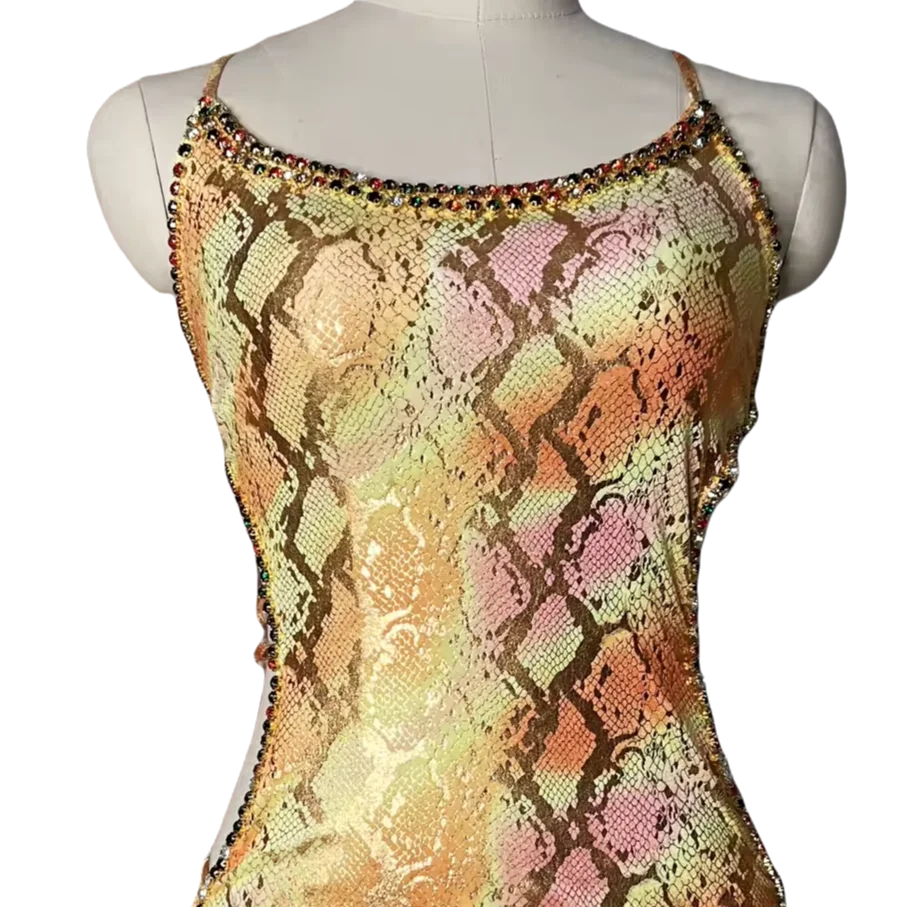 Profession Leopard Prints Rhinestones Dancewear girls  Performance Wear Rhythmic Gymnastics Dance Ballet Leotard Romper