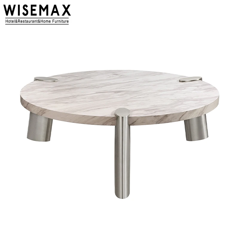 WISEMAX FURNITURE Nordic Simplicity style Elegant Metal hotel-grade tea table Solid Wood durable Marble Coffee Table for home